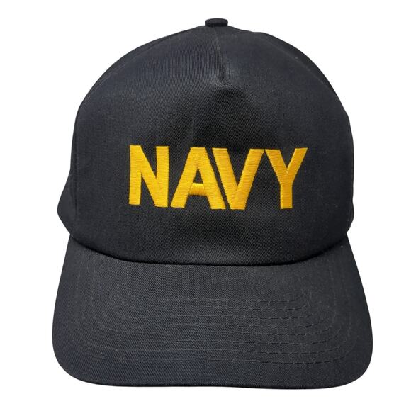 Navy Snapback Trucker Hat Black One Size Adjustable Embroidered Outdoor P Brand - Picture 1 of 9